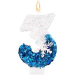 Chenquansarl - flocon neige a paillettes bougies d'anniversaire chiffre, paillettes bleu blanc bougie ...
