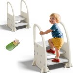 Chenquansarl - marchepied enfant antidrapant a 2 / 3 marches avec poignes, escabeau scuris pour cuisine, ...