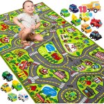 Chenquansarl - tapis de chambre d'enfant, 80 x 150 cm, avec 12 mini jouets de voiture, pour enfants a ...