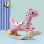 Cheval a bascule 2 en 1 pour bb, chaise a bascule multifonctionnelle pour enfants, aire de jeux, jouets ...