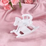 Cheval a bascule en bois blanc miniature pour maison de poupe, meubles de chambre d'enfant, jouets, ...