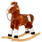 Cheval  bascule cheval de cowboy effet sonore selle rnes marron blanc