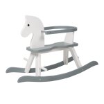 Cheval a bascule evolutif en bois roba avec anneau de protection amovible - blanc / gris