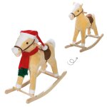 Cheval a bascule de nol a effets sonores + bonnet et echarpe de nol - roba - jaune / rouge
