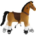 Cheval à bascule en peluche sur roulettes avec pédales antidérapantes Cheval à bascule en peluche sur roulettes avec pédales antidérapantes