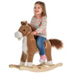 Cheval � bascule selle grand confort peluche courte douce brun