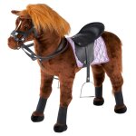 Cheval peluche a monter avec couverture, selle et gutres