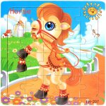 Cheval - puzzle 3d montessori pour enfants, 20 pices, vhicule animal de dessin anim, jeu de puzzle ...
