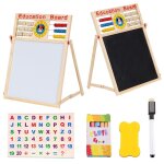 Chevalet en bois double face pour enfants, tableau blanc deux en un, apprentissage de l'ecriture et du ...