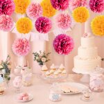 Chicslick - lot de 12 pompons en papier de soie a suspendre pour fête d'anniversaire, fête de famille, ... Chicslick - lot de 12 pompons en papier de soie a suspendre pour fête d'anniversaire, fête de famille, ...