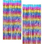 Chicslick - lot de 2 rideaux a lamelles multicolores, 1 m x 2, 5 m, dcoration arc - en - ciel, serpentins, ...