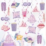 Chicslick - lot de 24 dcorations a suspendre pour soire pyjama, fte pyjama, spa, fte d'anniversaire[x516] ...