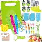Chicslick - 27 pi�ces couteau cuisine enfant, ustensiles de cuisine enfant en plastique, couteaux montessori, ...