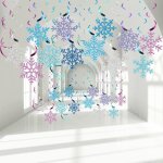 Chicslick - lot de 30 flocons de neige a suspendre - dcoration de nol - violet, bleu, blanc - pour ...