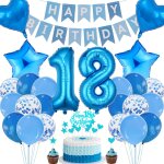 Chicslick - dcorations de 18e anniversaire bleu - dcoration de gteau pour garon et fille - fte d'annivers ...