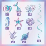 Chicslick - décoration d'anniversaire sirène, 8 pcs guirlandes spirales suspendues, coquillages, etoiles ... Chicslick - décoration d'anniversaire sirène, 8 pcs guirlandes spirales suspendues, coquillages, etoiles ...