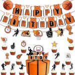 Chicslick - thme de basket - ball, dcoration de fte d'anniversaire, ballons de basket, cupcake, bannire ...