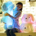 Chien peluche 50cm lumineux led, couleur: bleu