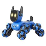 Chien robot t�l�command� � huit roues avec rotation � 360 lumi�res et musique bleu yonis