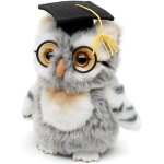 Chouette (gris - blanc) avec chapeau de docteur et lunettes¿18 cm (hauteur)¿oiseau en peluche¿doudou Chouette (gris - blanc) avec chapeau de docteur et lunettes¿18 cm (hauteur)¿oiseau en peluche¿doudou