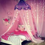 Ciel de lit lumineux pour fille, rideaux pour lit d'enfant