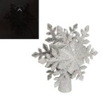 Cimier de sapin de nol en forme de flocon de neige argent, clairage 3d en pvc avec projecteur rotatif, ...