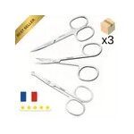 Ciseaux a sourcils et poils de nez, barbe, moustache, cils et ongles, lot de 3