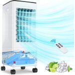 Climatiseur portable, 3 en 1 refroidisseur d'air par evaporation, oscillation, minuterie 1 - 7h, 3 vitesses ...