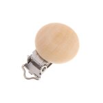Clips de sucette pour b�b� de couleur naturelle, ronds en bois et en m�tal, porte - t�tines factices
