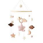 Cloche de lit en bois mobile cpull pour bb, jouet hochet, ballon a air chaud en feutre doux, vent tendance, ...