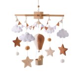 Cloche de lit en bois mobile cpull pour bb, jouet hochet, ballon a air chaud en feutre doux, vent tendance, ...