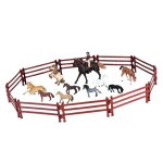 Cl�ture de ferme de simulation 23 pi�ces, ensemble de jouets de ferme de cheval de sport, accessoires ...