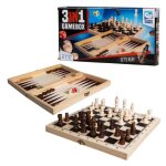 Clown games bo�te de jeu 3 - en - 1 bois fsc