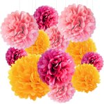 Cmjaagur - lot de 12 pompons en papier de soie a suspendre pour fête d'anniversaire, fête de famille, ... Cmjaagur - lot de 12 pompons en papier de soie a suspendre pour fête d'anniversaire, fête de famille, ...
