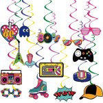 Cmjaagur - 30 pices dcorations de fte des annes 80 - tourbillons a suspendre rtro - dcor de plafond ...