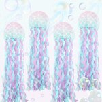 Cmjaagur - lot de 4 lanternes en papier pour dcoration d'anniversaire sirne - dcoration de fte - ...