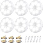 Cmjaagur - lot de 6 lampes a dtecteur de mouvement d'intrieur, 8 led rechargeables par usb, lampe adhsive ...