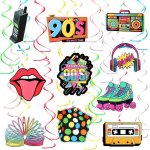 Cmjaagur - dcorations de fte des annes 90, 32 pices tourbillons a suspendre rtro dcor de fte d'annivers ...