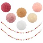 Cmjaagur - guirlande de boules en feutre multicolore avec 60 pompons - pour chambre d'enfant, ftes d'annivers ...