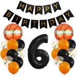 Cmjaagur - kit de dcoration d'anniversaire d'enfant 6 ans, grande bannire de basket - ball, dcoration ...