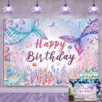 Cmjaagur - toile fond sirène « happy birthday » - bannière décorative en forme queue poisson - fond biologique ... Cmjaagur - toile fond sirène « happy birthday » - bannière décorative en forme queue poisson - fond biologique ...