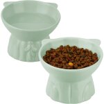 Cmws - - lot de 2 gamelles surleves pour chat - design inclin  15 - en cramique - anti - vomissement ...