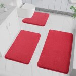 Cmws - lot de 3 tapis de bain antidrapants, doux, absorbant l'eau, en microfibre, pour la salle de bain, ...