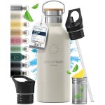 Cmws - gourde inox isotherme active flask 1l / 500ml sans bpa + paille (3 bouchons) bouteille d`eau acier ...