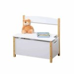 Coffre de rangement - on range tout ! - petit banc - bois massif - blanc - 56 cm de hauteur
