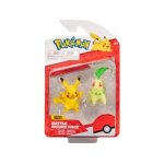 Coffret 2 pokemon pikachu et germignon - figurine de combat - pokemon jaune et vert - jouet garcon