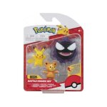 Coffret 3 pokemon pikachu - teddiursa et fantominus de combat - set figurine pokemon jaune violet + 1 ...