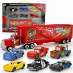 Coffret 7 pieces cars 2 : voiture de course lightning mcqueen et camion mack, cadeaux - wellngs