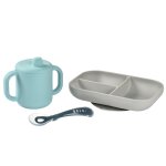Coffret d'apprentissage silicone + tasse - blue - beaba