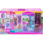 Coffret barbie maison transportable + piscine + 1 poupe mannequin + 20 accessoires - set mobilier + ...